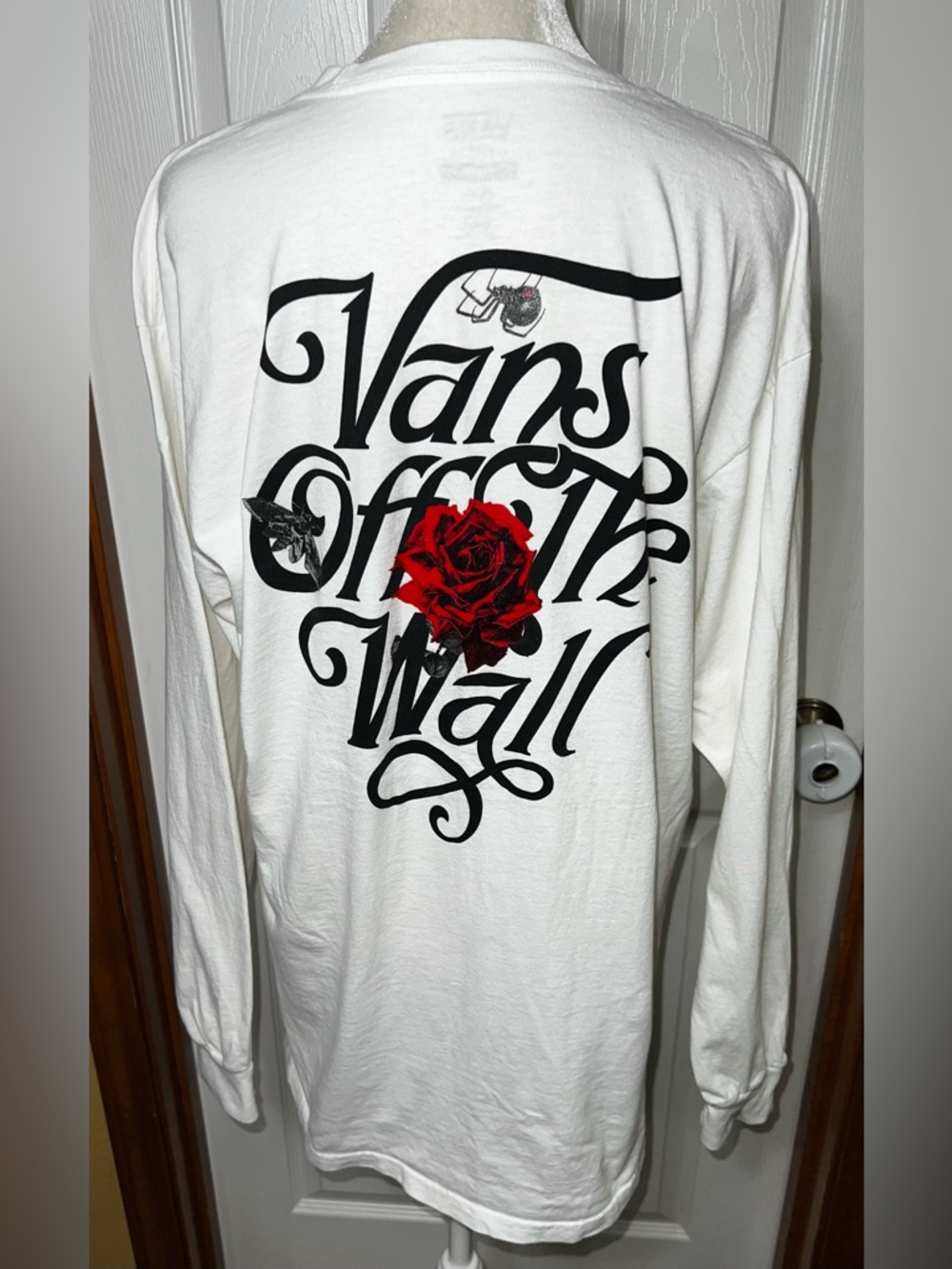(READ) Vans Graphic Tee T Shirt Top Rose White Cotton Men’s L  (Women’s XL)